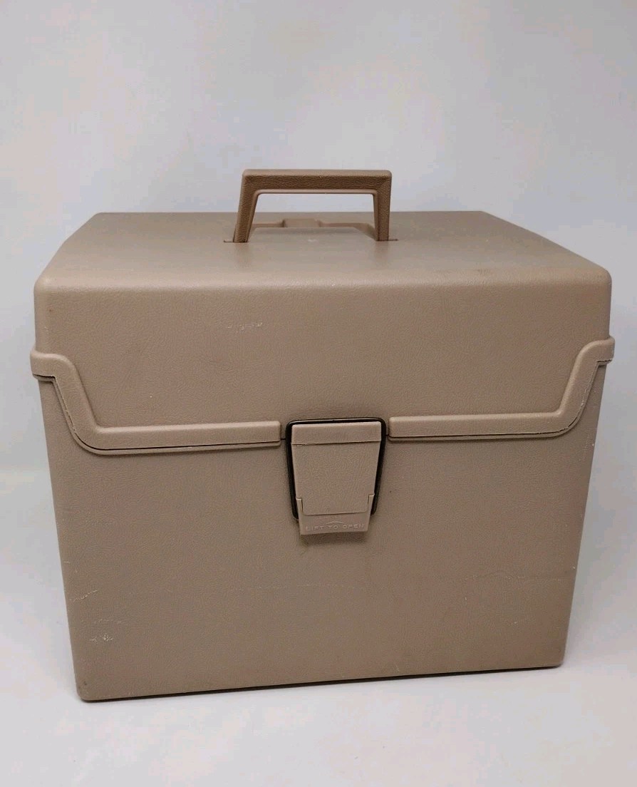 Vintage Sterling Plastics Company Tan jumbo File Folder Box Storage USA 1970s 2