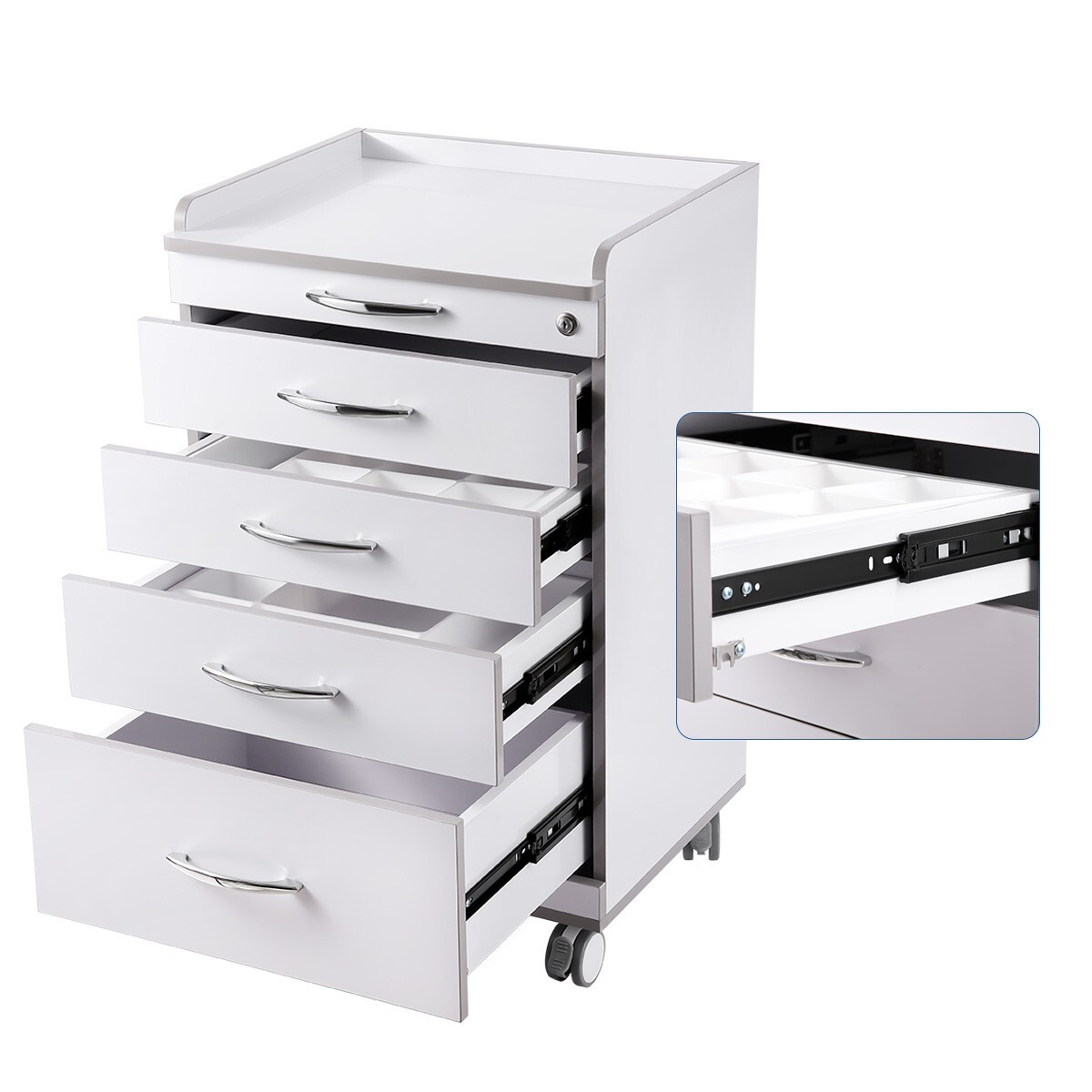 AZDENT Dental Multi-Function Mobile Cart with 3/4/5 Drawers Medical Rolling Cart