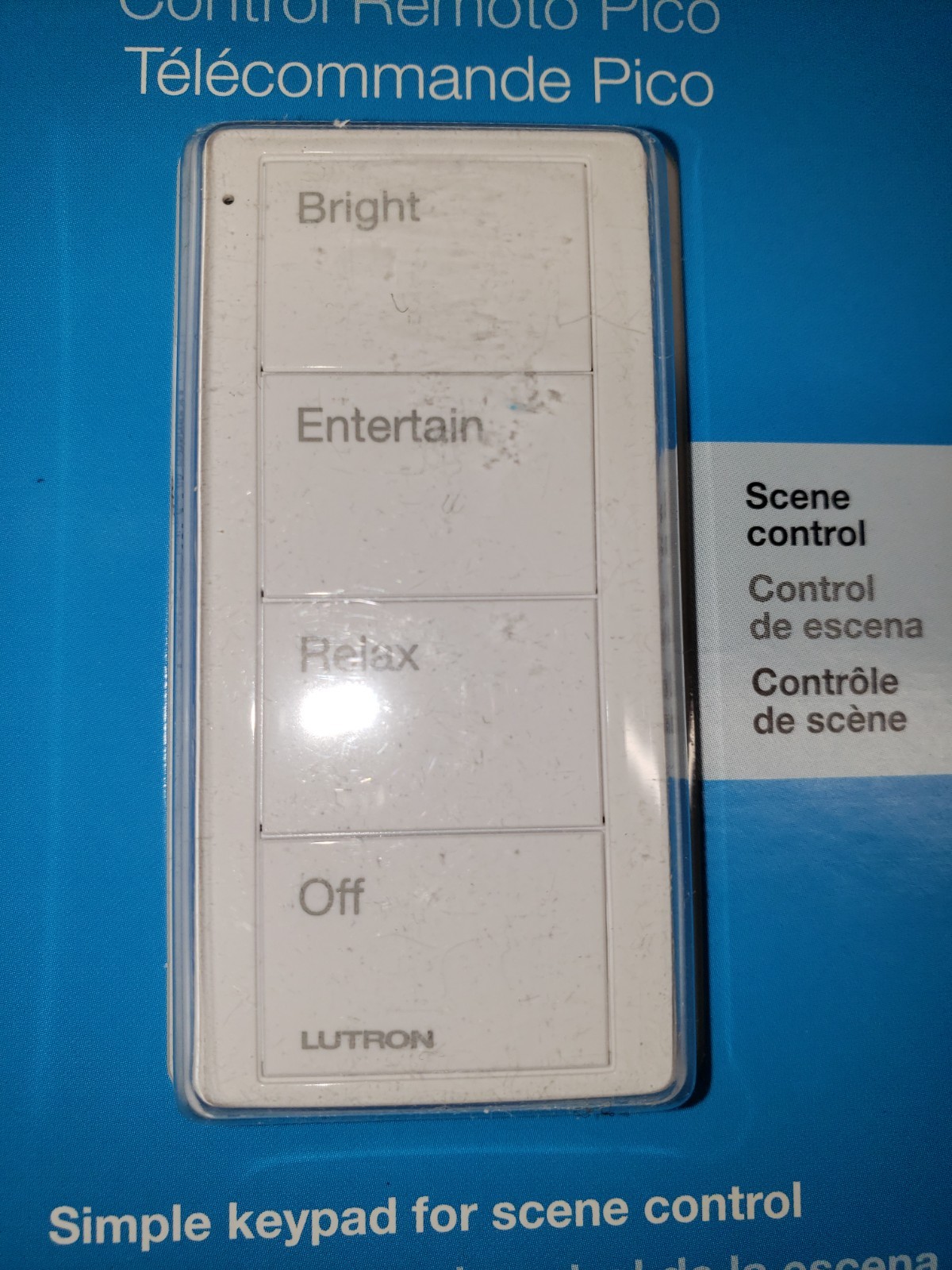 Lutron Pico Control – 4-Button Any Room Scene Control PJ2-4B-GWH-P03 Gloss White