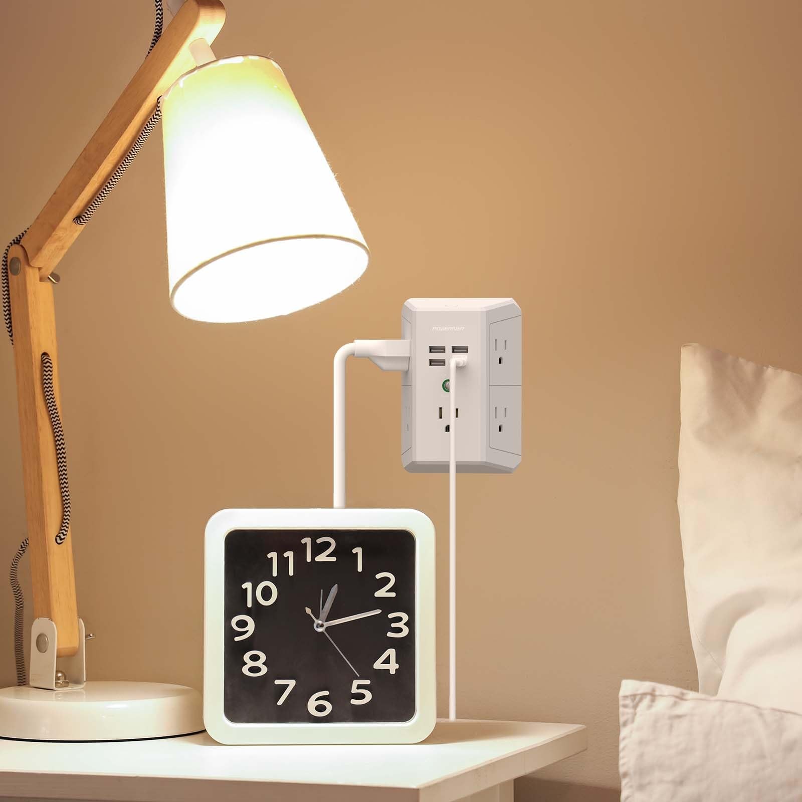 Usb Wall Charger, Multi Outlet Extender Surge Protector With 4 Usb Ports, 1680j