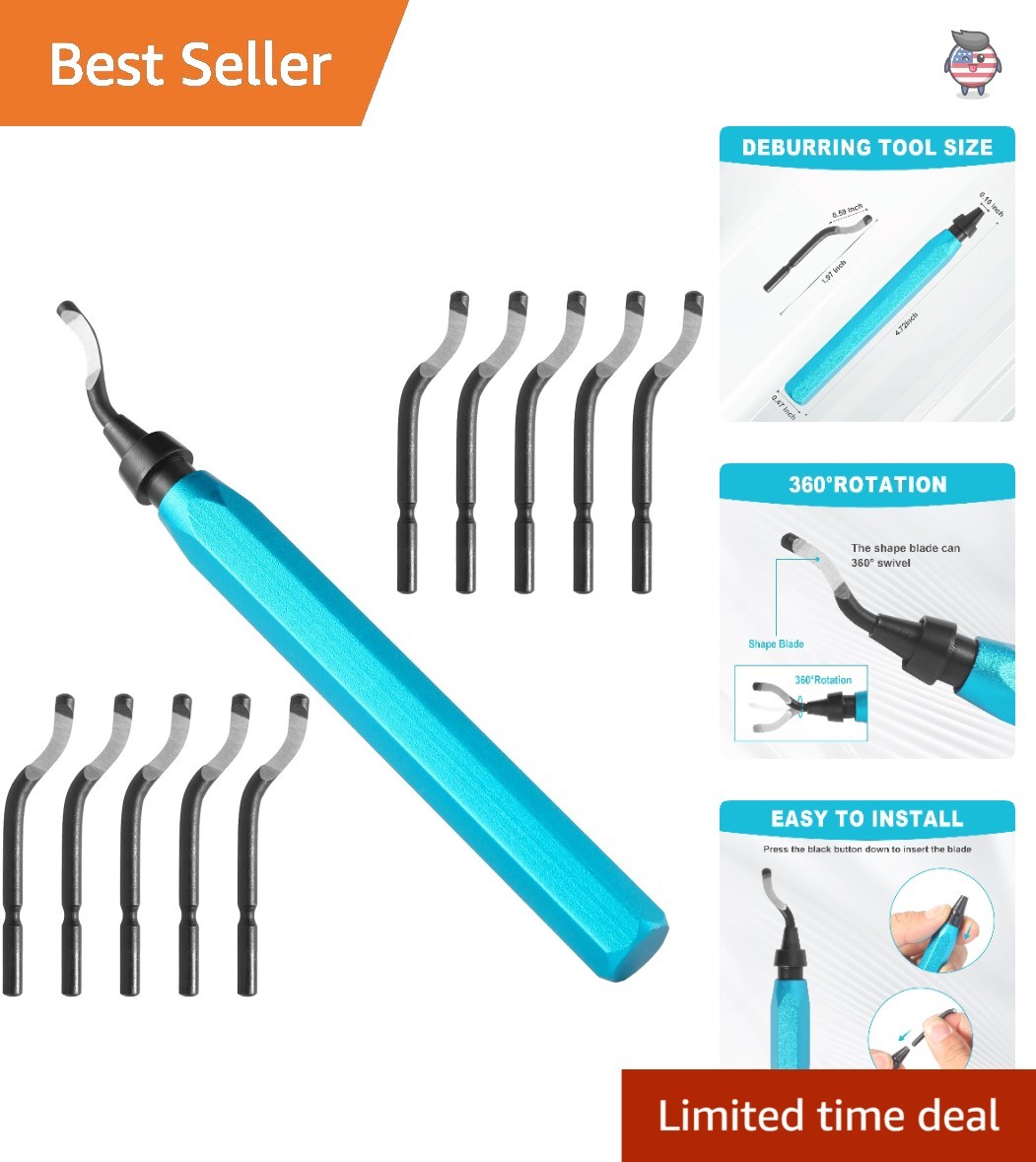 11-Piece Deburring Tool Set for Smooth Edges: Perfect for Metal and 3D Printing