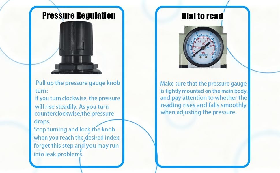 1/2″ NPT Compressed Air Filter Regulator Combo with Semi-Auto Drain 0-150 PSI
