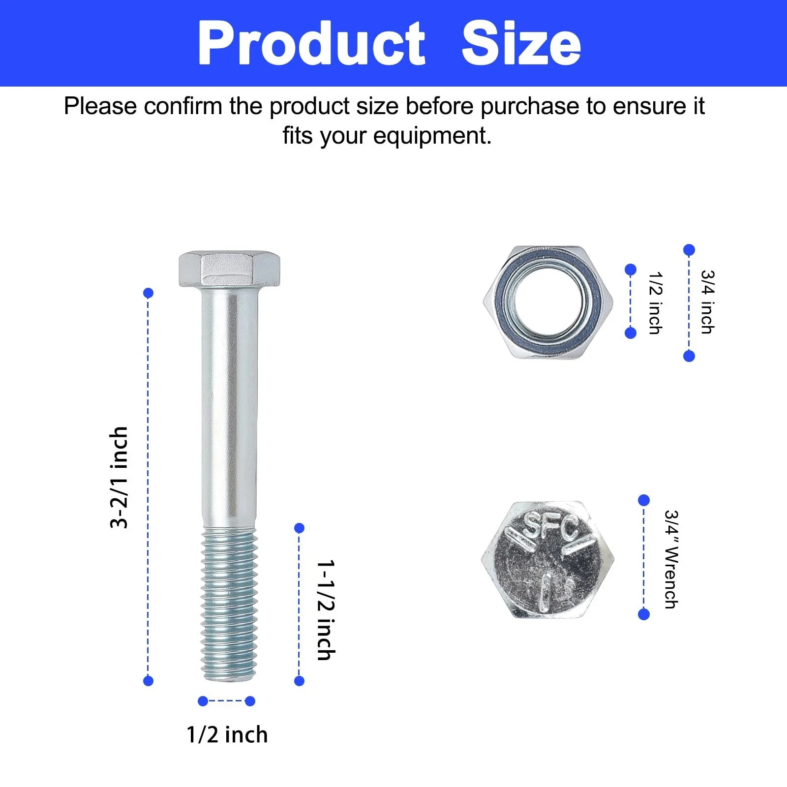 Grade 5 Shear Bolts Compatible with Rotary Cutters & Bush Hog,1/2″ x 3-1/2″ w…