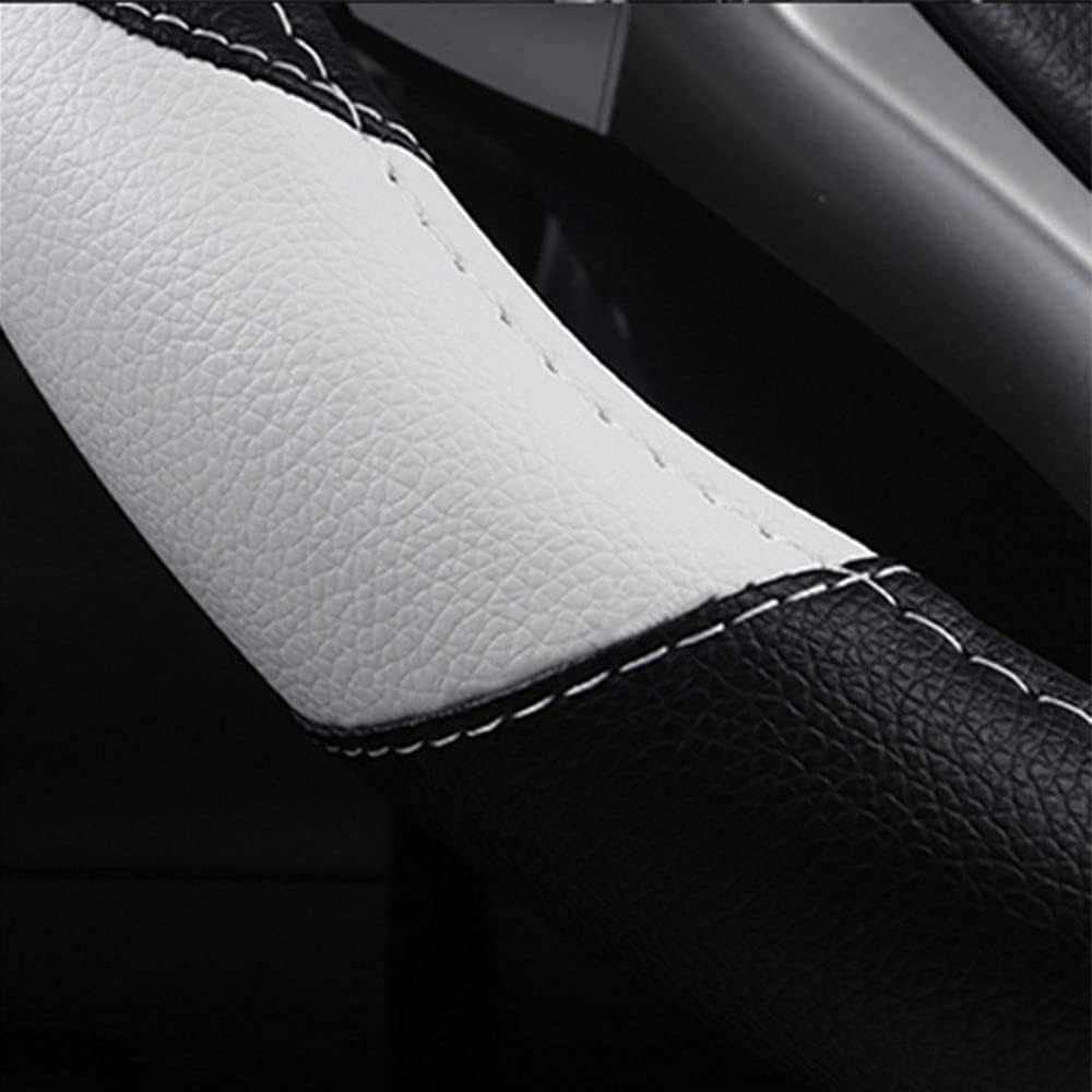 Leather Steering Wheel Cover Universal White Non-Slip Breathable Microfiber 38cm