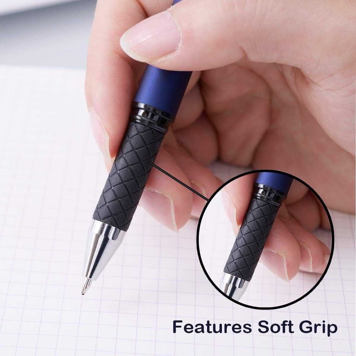 Black Gel Ink Rollerball Pens 0.7Mm Gel Pens 2-In-1 Stylus Pens Medium Point Pen