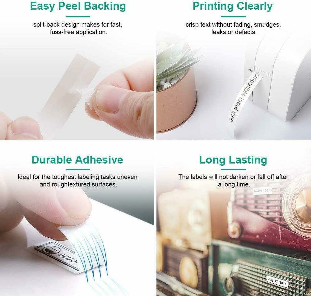 6PK TZe-231 TZe-335 Compatible Brother P-Touch Label Tape 12mm 0.47″ PT-D210