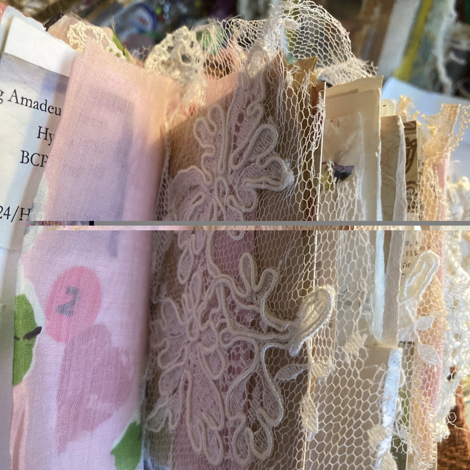 Junk Journal- Grungy, Textile Postcard
