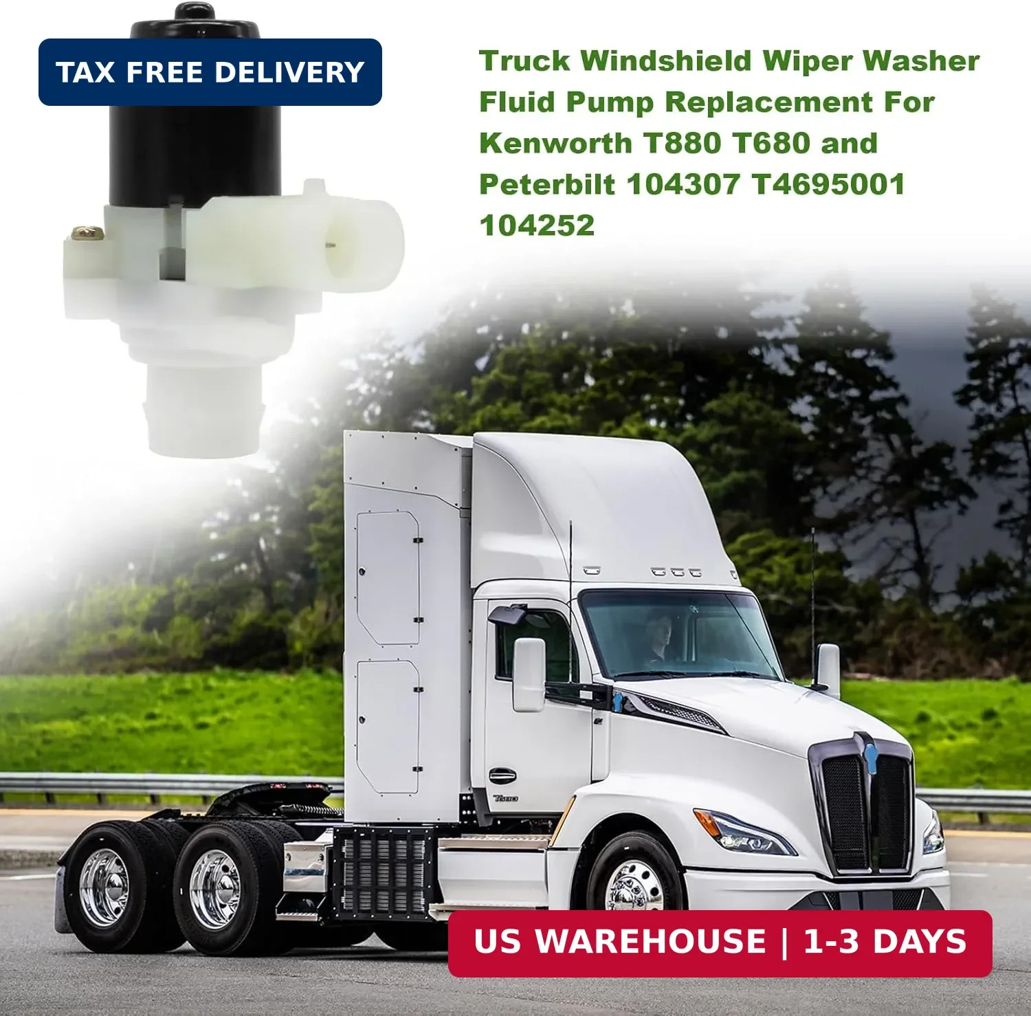 Upgraded Truck Windshield Washer Fluid Pump Replacement for Kenworth T680 T880 a