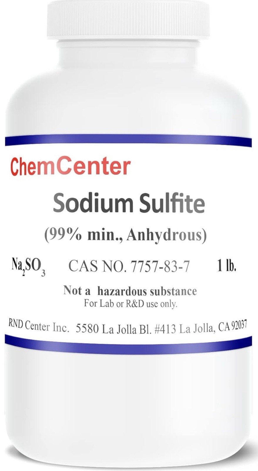 Sodium Sulfite, Anhydrous, Reagent, 99% min., 1lb.