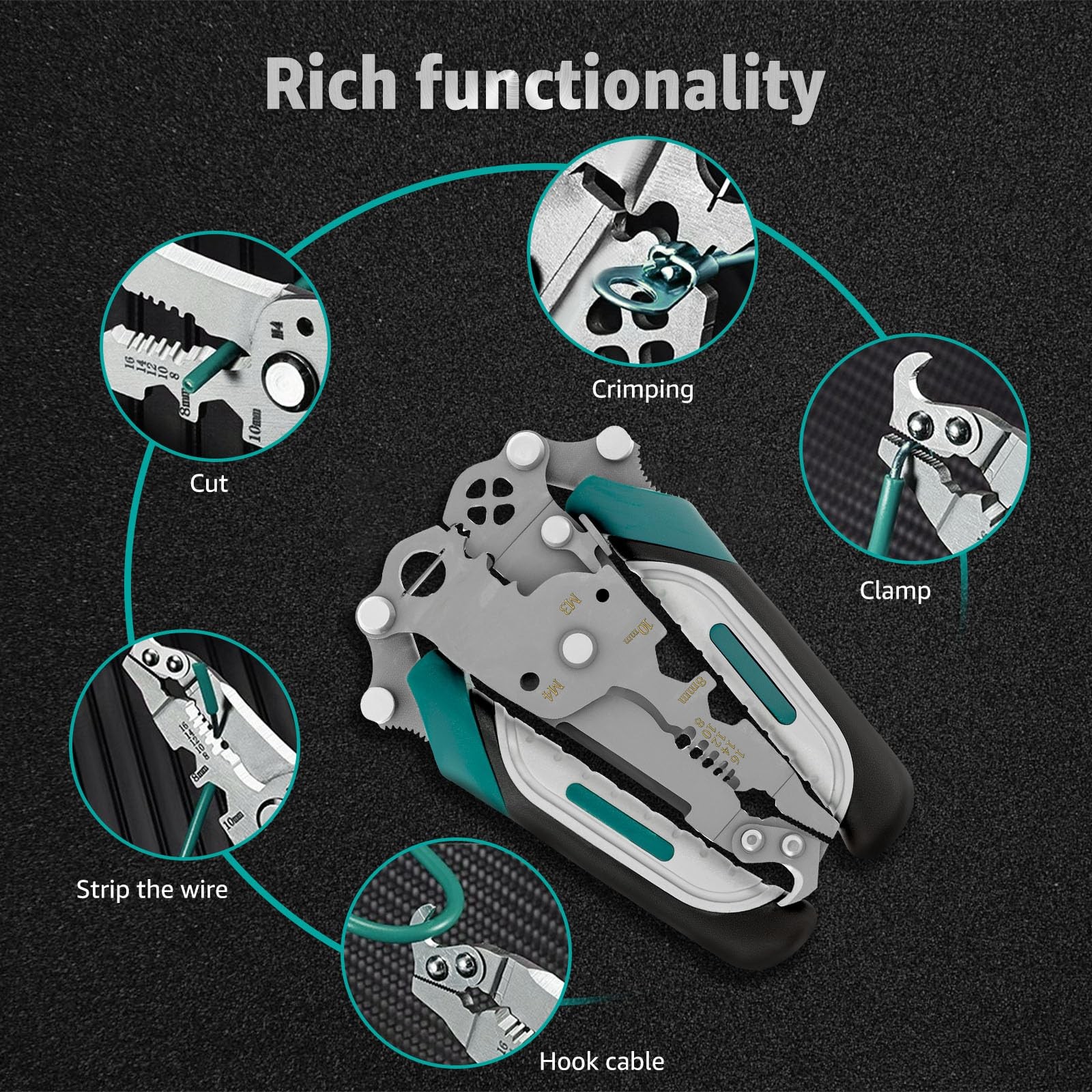 2PCS 18-in-1 Folding Wire Stripper Pliers, Multifunctional Electrical Wire St…