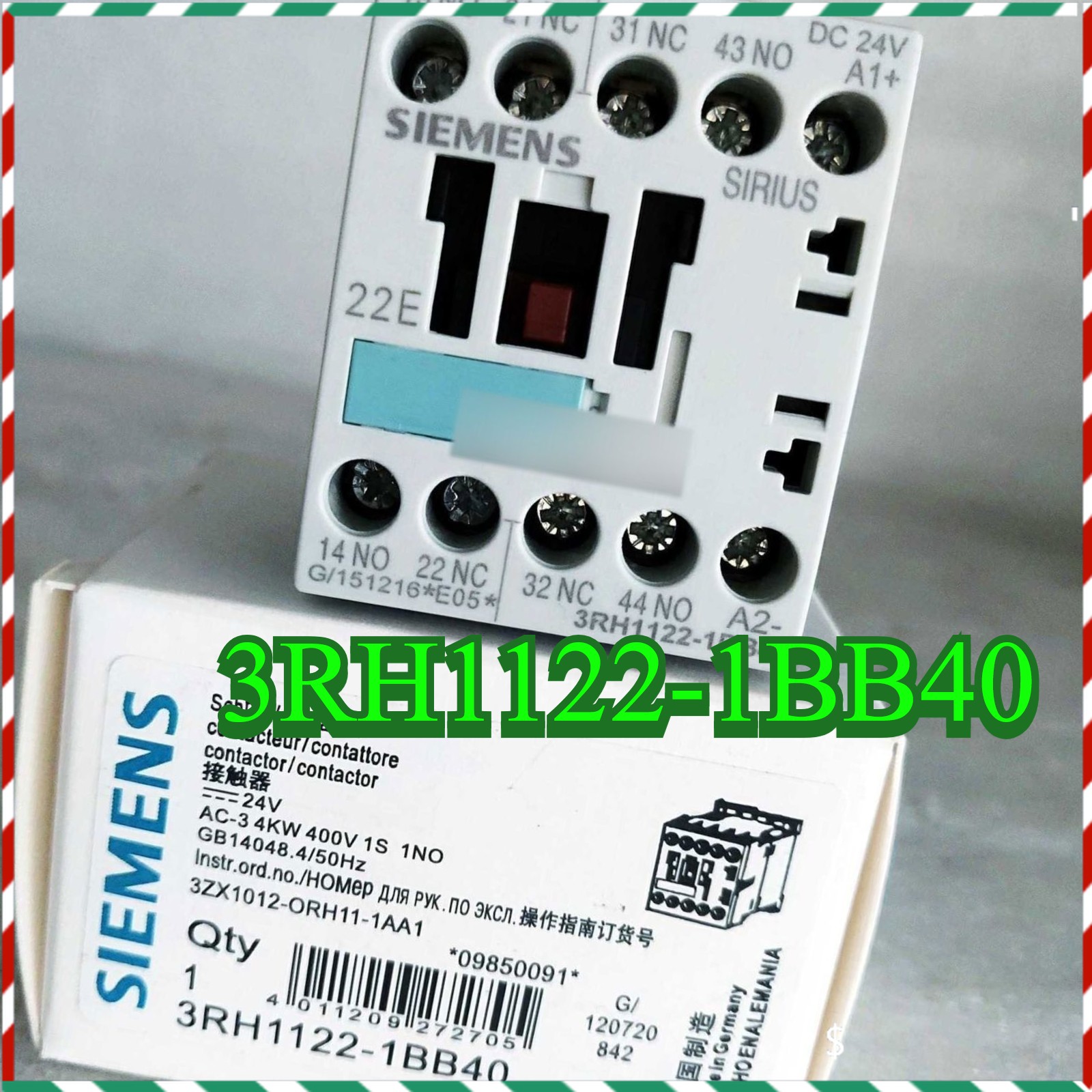 Siemens 3RH1122-1BB40 NEW IN BOX contactor 3RH1122-1BB40 DC24V 1 PCS Fast ship