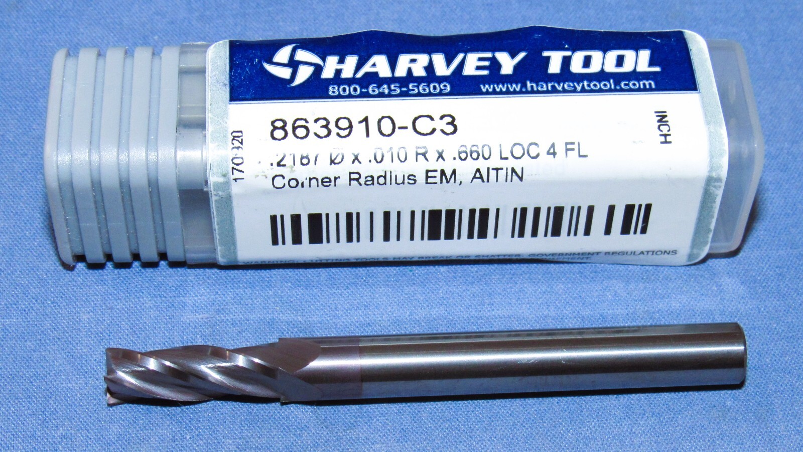 New Harvey Tool Carbide end mill 7/32 Dia. x .660 LOC 0.010″ cr 4 Flt