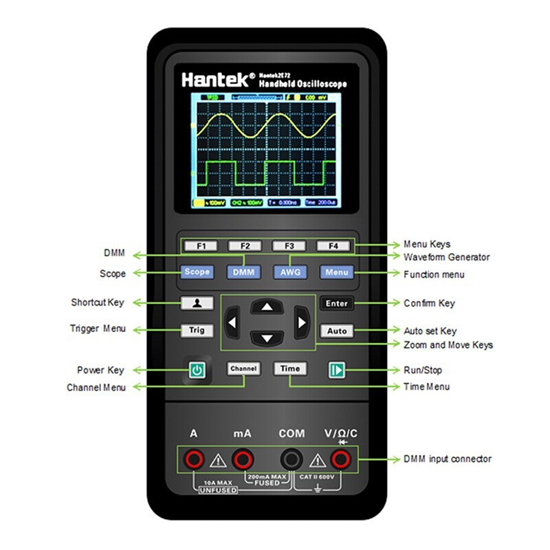 Hantek 3in1 Oscilloscope Multimeter Waveform Generator 250MSa/s 2D42 2D72