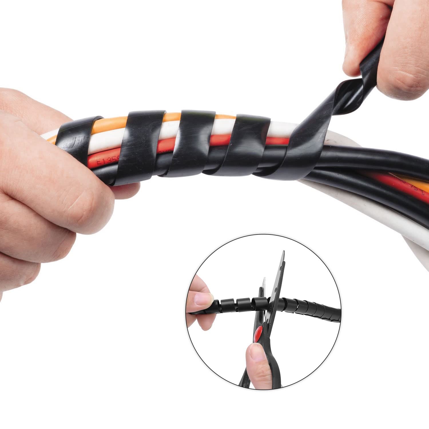 Spiral Cable Wrap – 45 Ft 5/16″ Spiral Wire Wrap Cord Covers Bundle Sleeve Hose