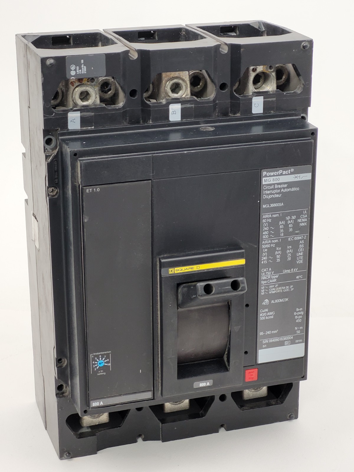 MGL36800SA Square D 800 Amp 120V Shunt Circuit Breaker – Next Day Option – Flaw