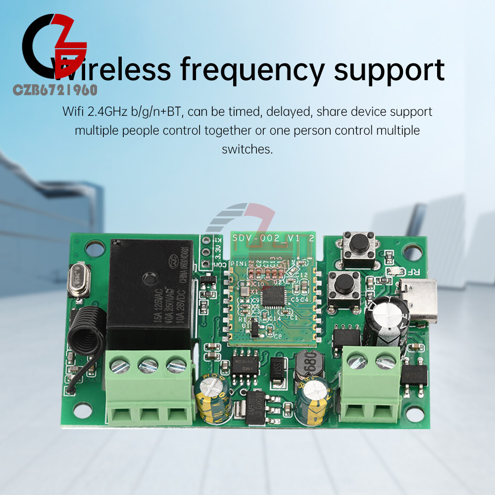 AC/DC7-32V/AC220V 1-CH Pro Self-Locking APP Smart WIFI Bluetooth Relay Module