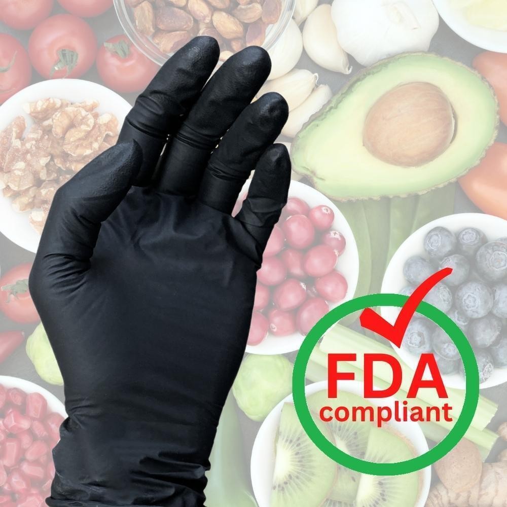 Large Black Nitrile Exam Gloves, Powder-Free and Latex Free, 4 Mil [1000 Pack]