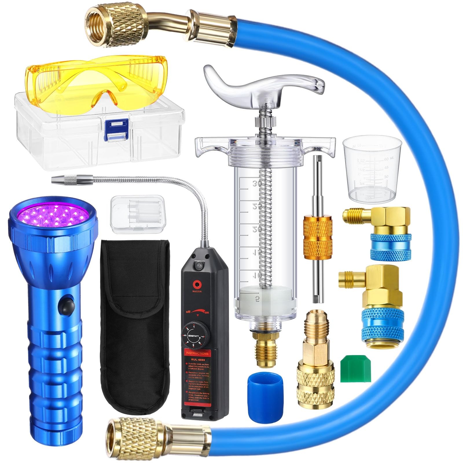 AC Leak Detector Kit UV Dye Injector For R134a R1234yf R410a HVAC Tool