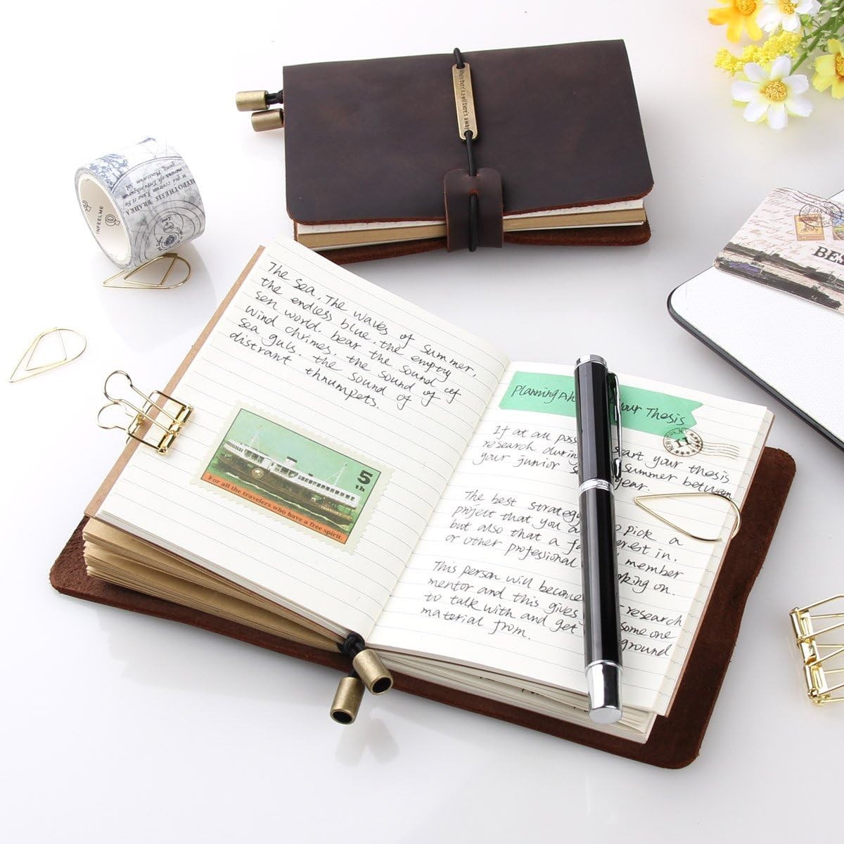Classic Leather Journal for Writing and Planning 5.2 x 4 Inches Coffee Color