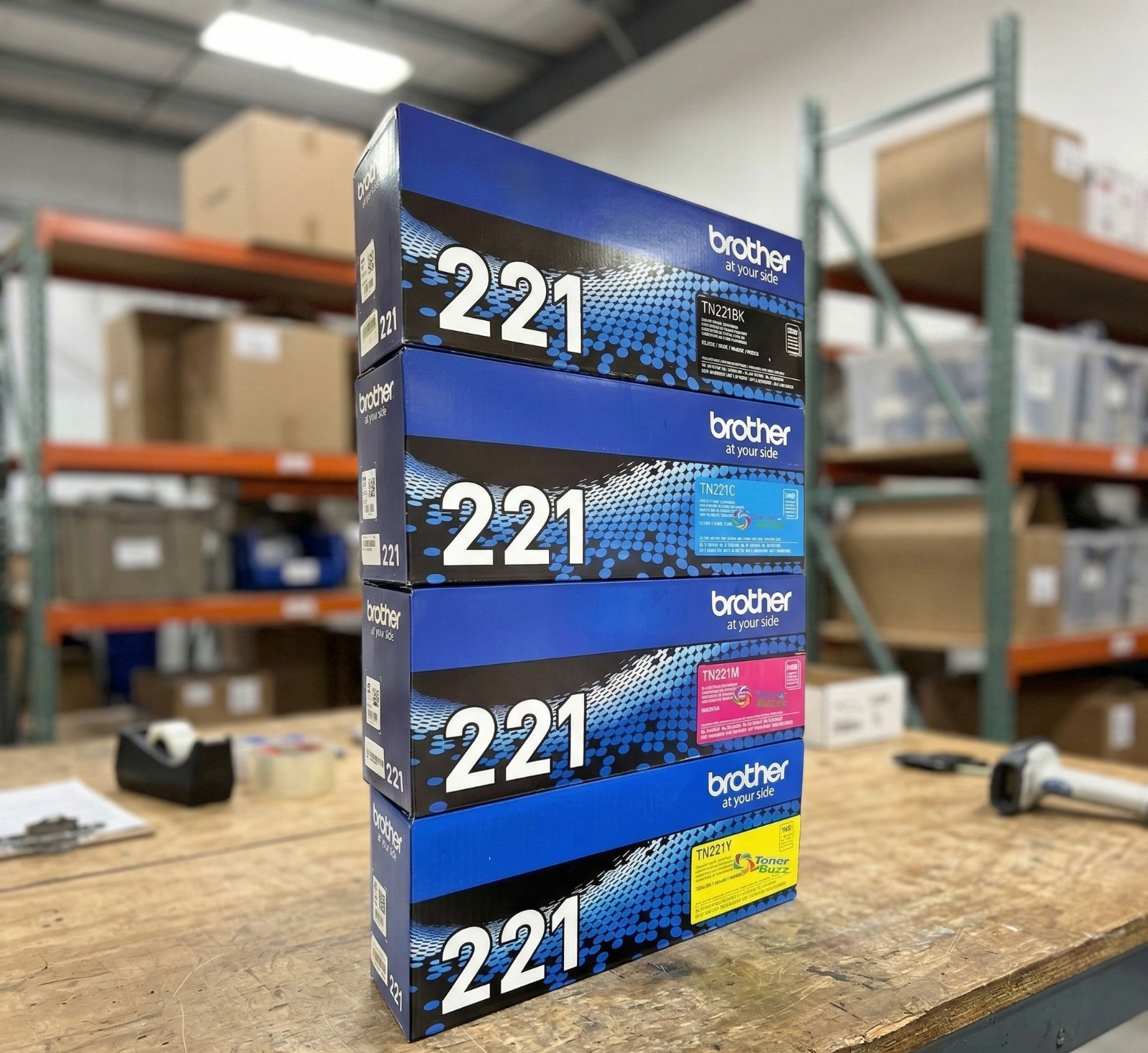 Brother TN221 Toner 4-Pack | Black Cyan Magenta Yellow | For HL-3170CDW MFC-9340