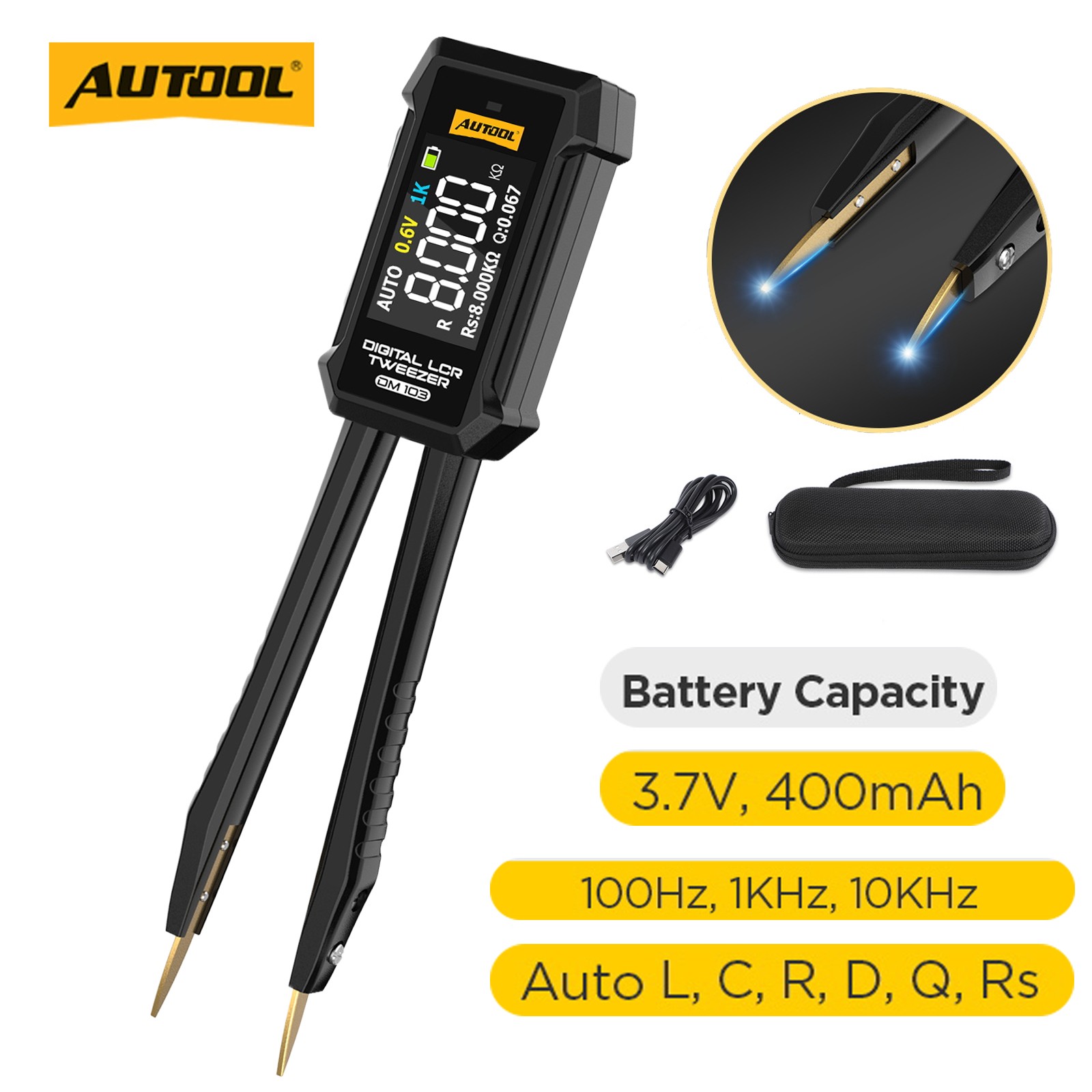 Digital Smart Tweezer LCR Meter SMD ESR Tester Capacitance Resistance Diode Test