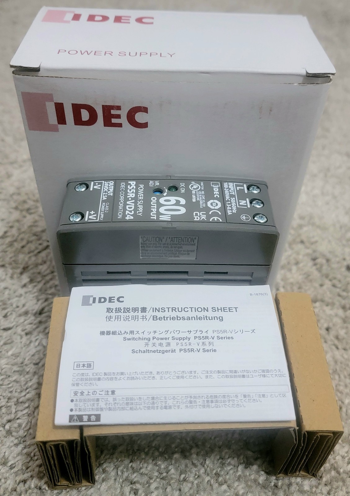 IDEC PS5R-VD24/PS5RVD24 POWER SUPPLY 60W 24VDC ELECTRICAL EQUIPMENT-NEW