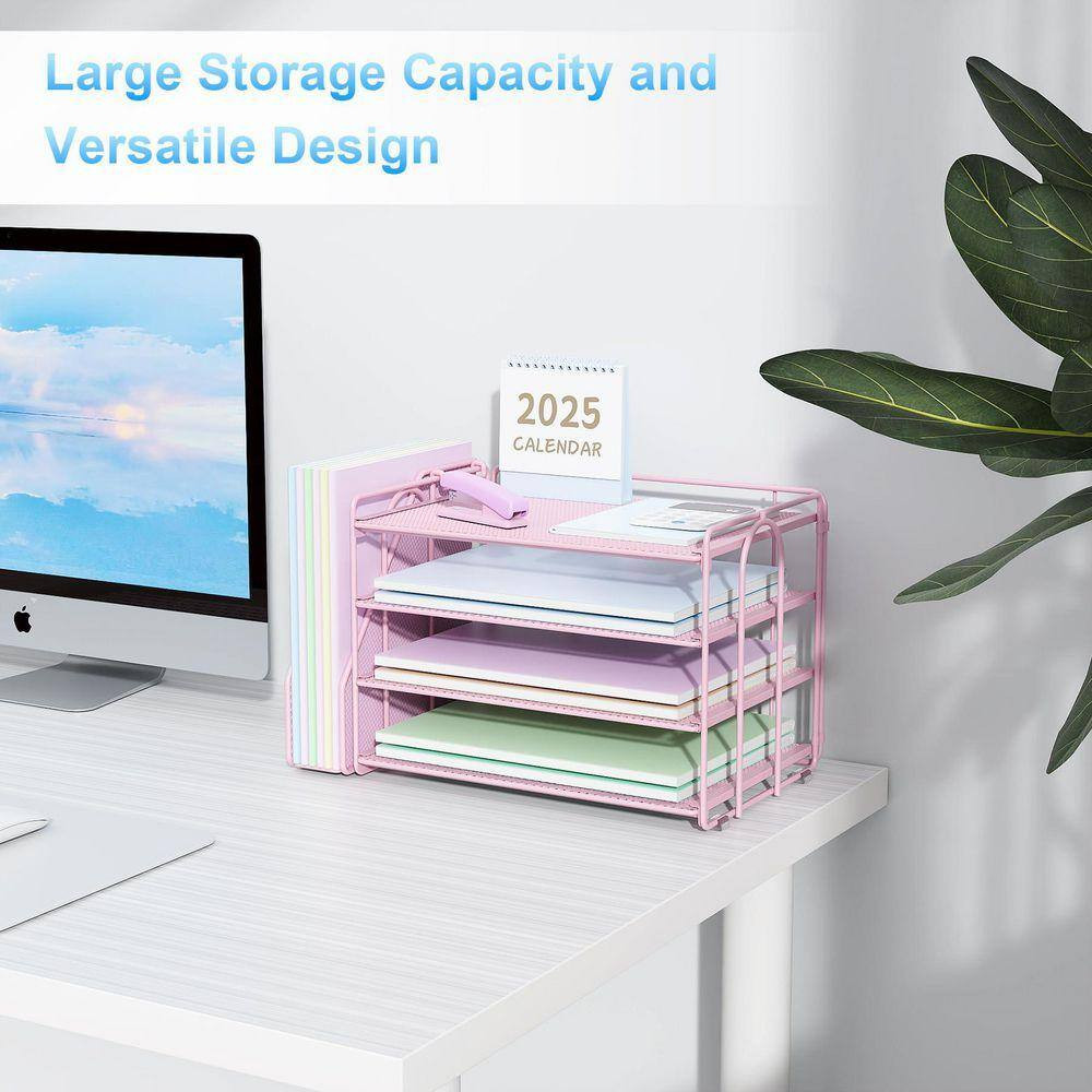 9.2 In. X 15.5 In. Pink Desk Organizers and Accessories, Paper Organizer with Fi