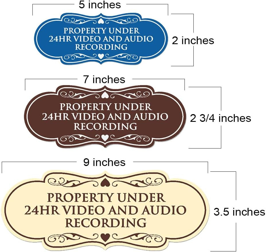 Designer Property Under 24hr Audio and Video Recording Sign – Easy Installation
