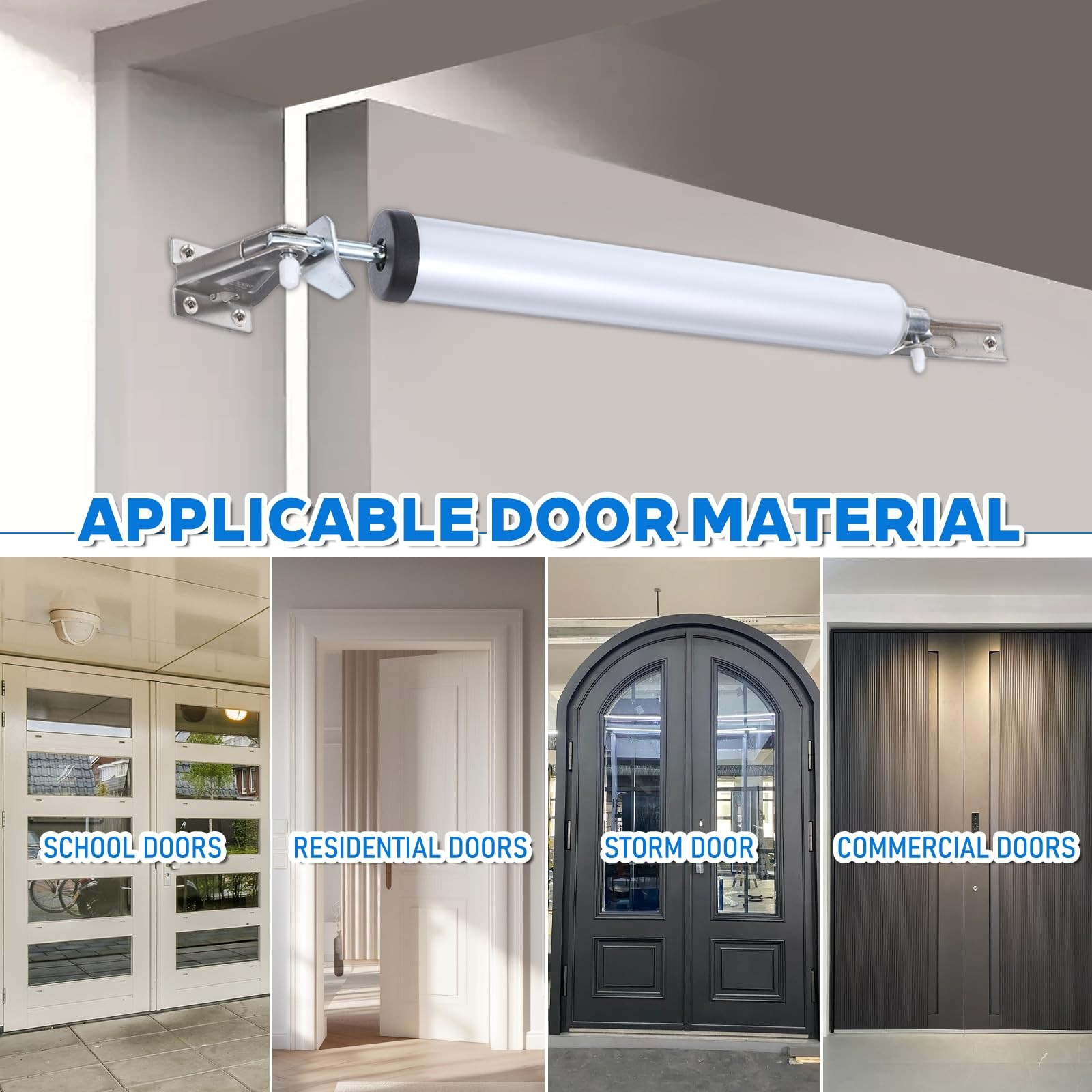 2 Sets Storm Door Closer, Heavy Duty Pneumatic Screen Door Closer with Hold O…