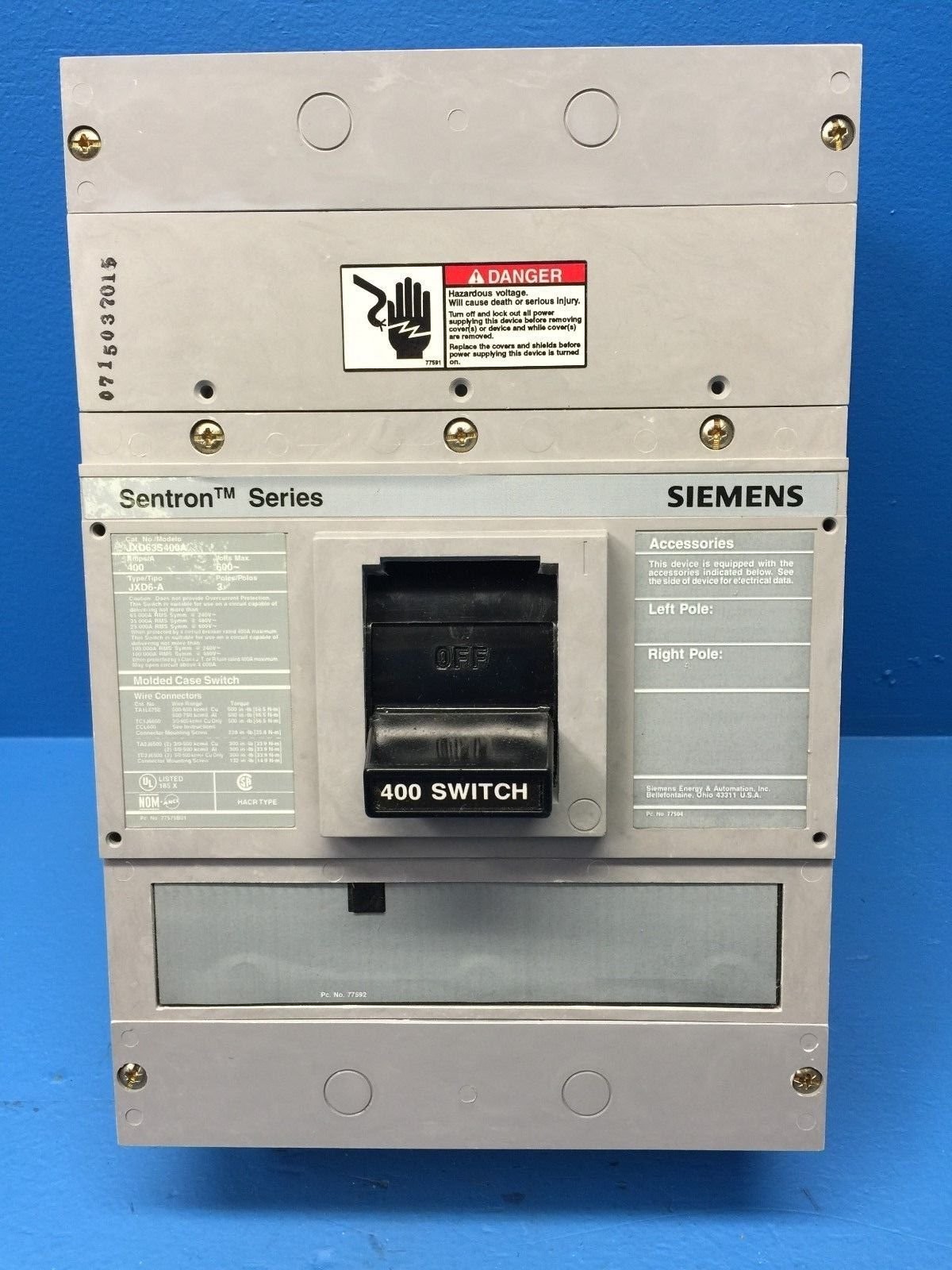 Siemens / ITE JXD63S400A (ITE) – Circuit Breaker