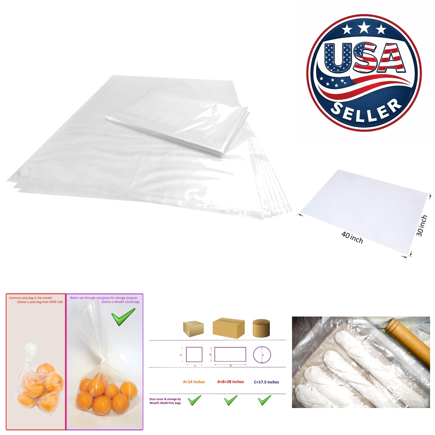 1.6 Mil Clear Polyethylene Bags – 10 Count, Perfect for Food & Craft Storage