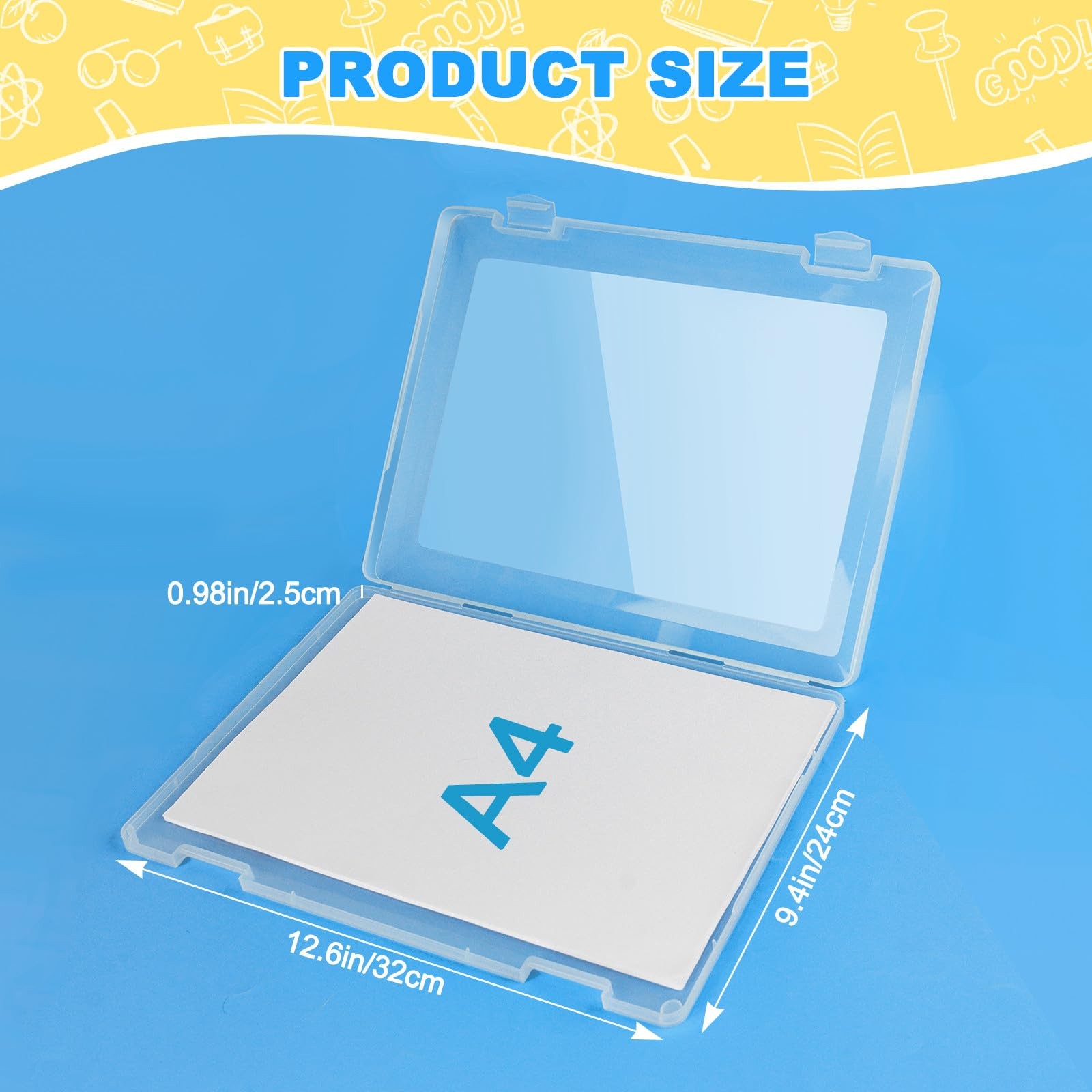 Transparent A4 File Paper Box Document Project Storage Container Case Holder