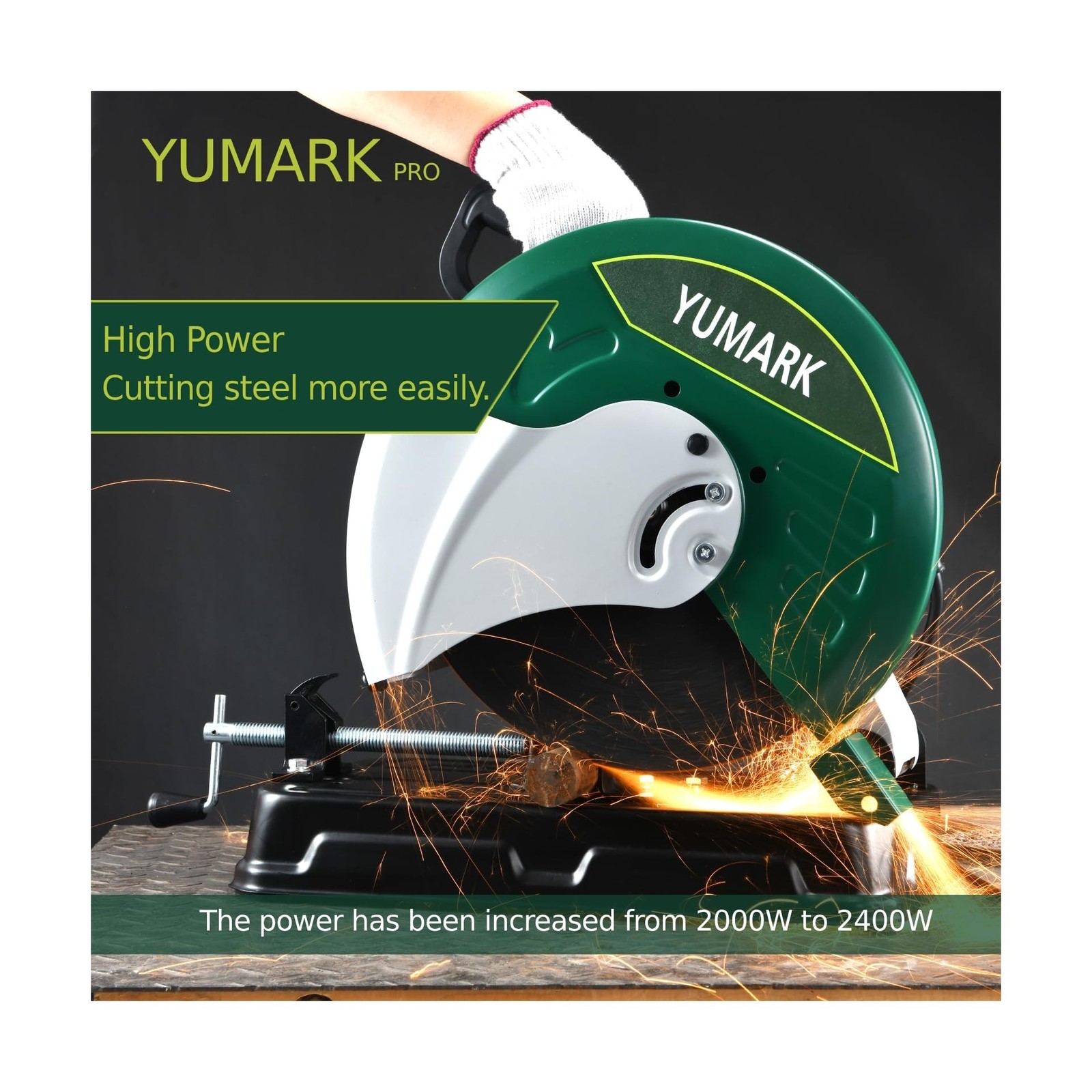 Abrasive Chop Saw, 2400W 3800RPM Steel Cutting Machine, 45° Adjustable Angl