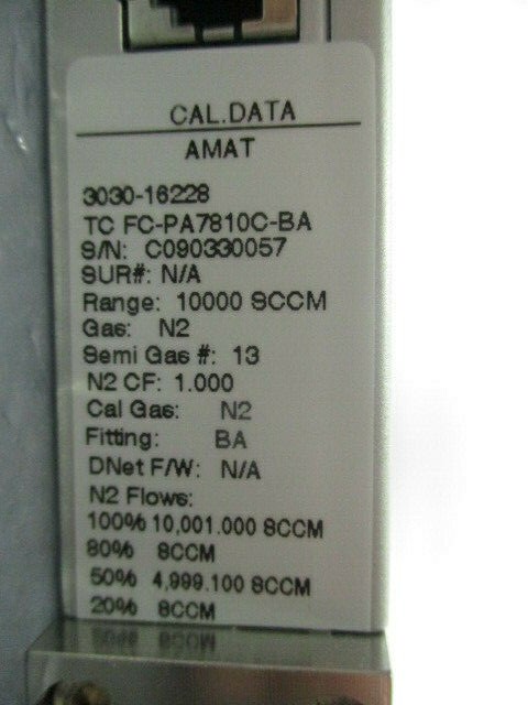 Aera FC-PA7810C-BA Mass Flow Controller, MFC, N2 10 SLM, AMAT 3030-16228, 451771