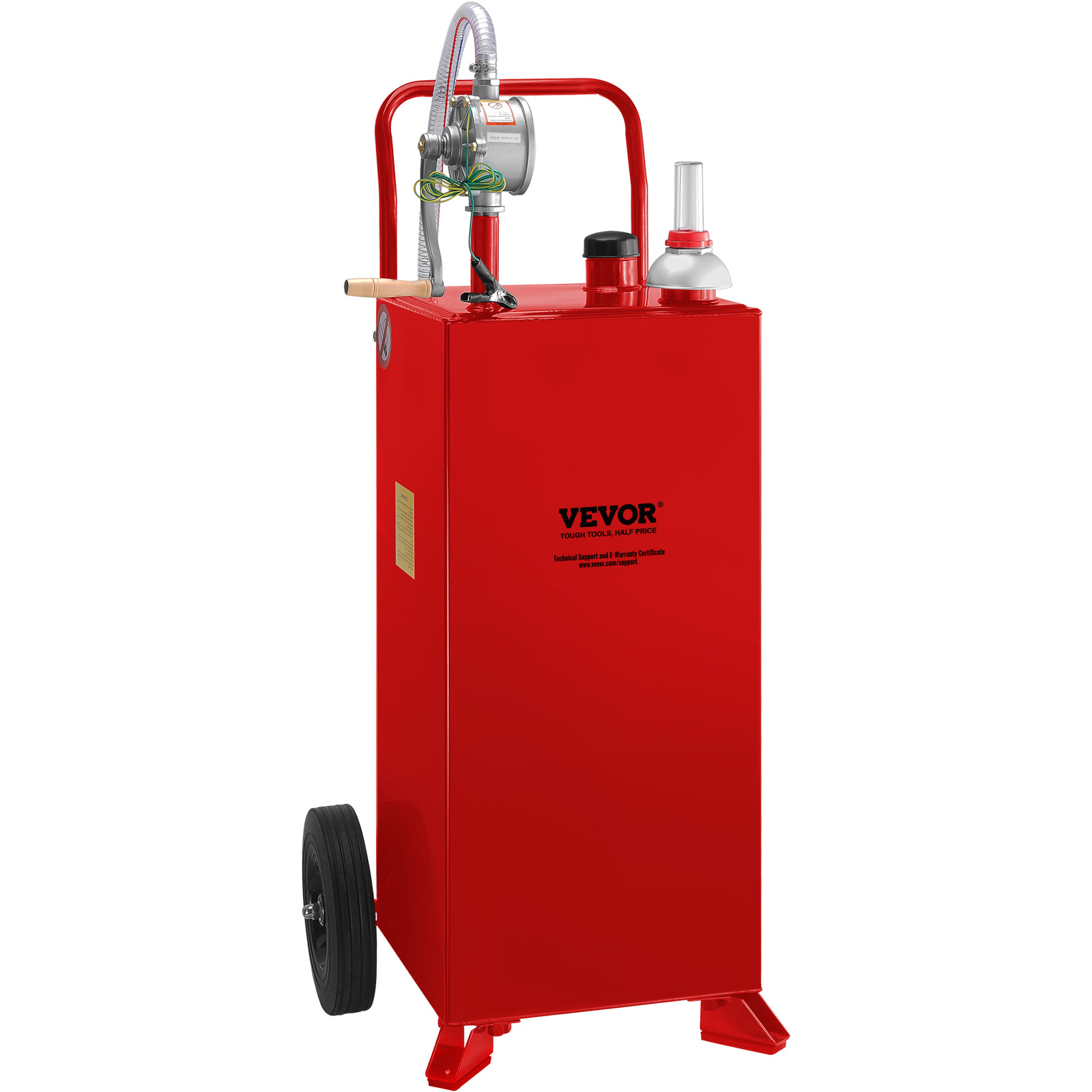 30 Gallon Gas Fuel Diesel Caddy Transfer Tank Container w/ Rotary Pump 10ft Hose