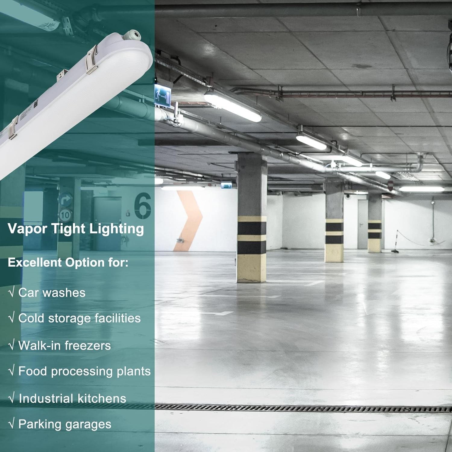 4FT Vapor Tight LED Fixture 40W/32W/24W 4800lm 5000K 0-10V Dimmable