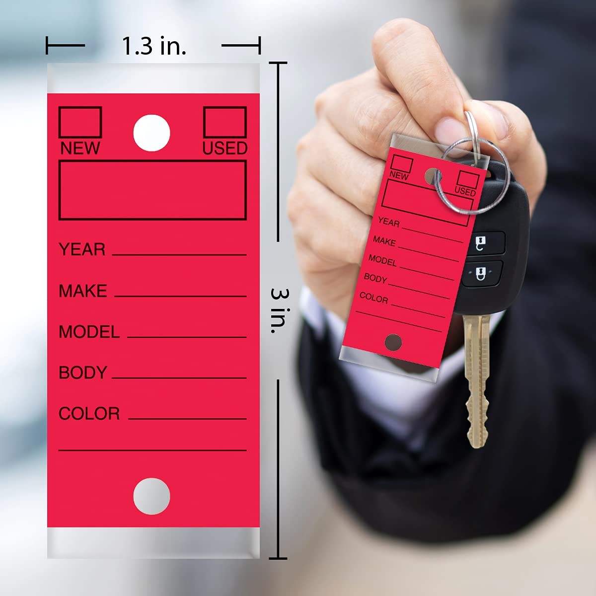 250 Per Box, Self-Protecting Paper Key Tags with Chrome-Plated Split Rings Pe…