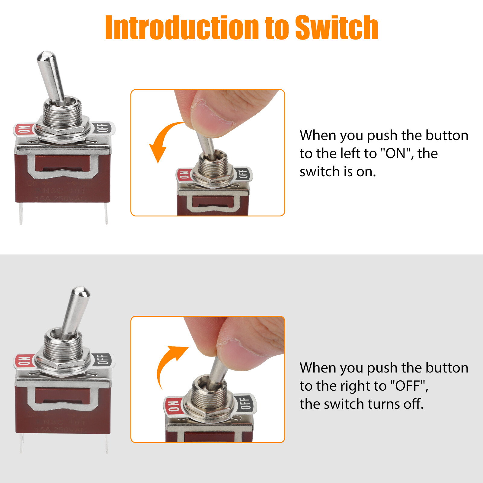 2 Pin SPST Heavy Duty Rocker Toggle Switch 20A 125V/15A 250V ON/OFF for Car Boat