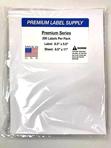 Premium Label Supply 8.5″ x 5.5″ 200 Shipping Labels Half Sheet Self Adhesive