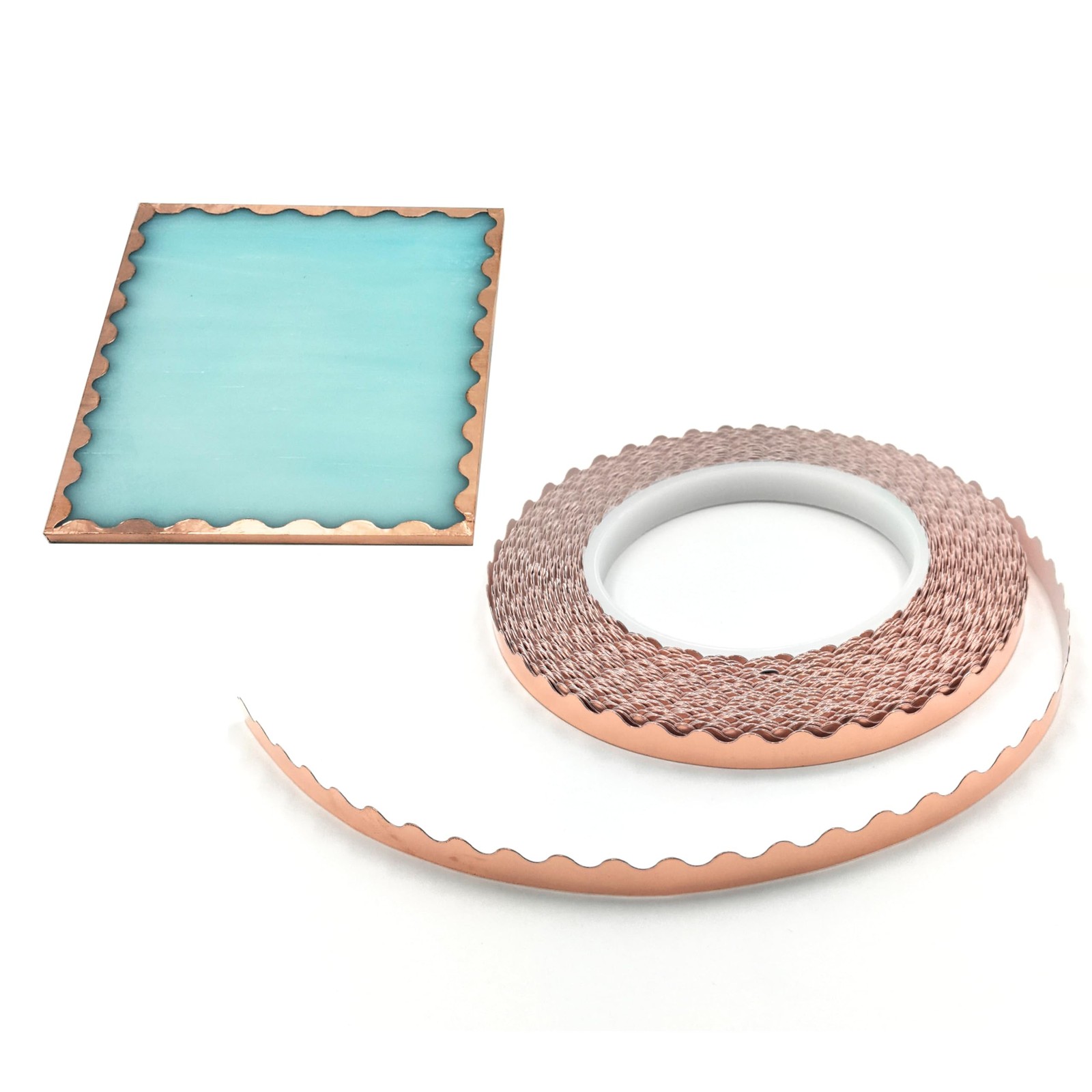 Scalloped Copper Foil Tape for Stained Glass, DIY Handicrafts, Crafting, Blac…