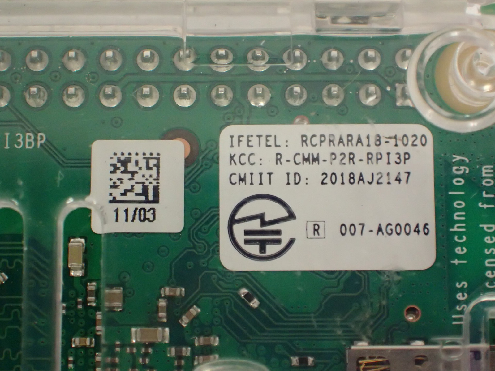 RASPBERRY PI 3 MODEL B+ RCPRARA18-1020 DETECTOR/LASER CAMERA SWITCH CUSTOM ASSY