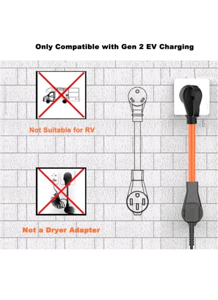 EV Charger Adapter Cord: NEMA TT-30P to 14-50R Charger 3 Prong 30AMP Dryer to 50