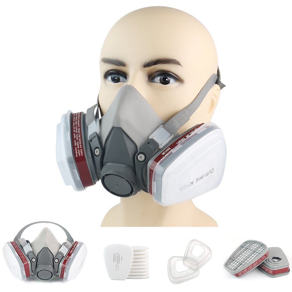 7in1 Half Face Gas Mask Facepiece Spray Painting 6200 Respirator Safety Protect