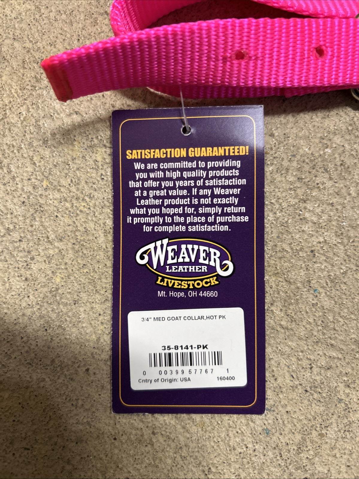 Weaver Leather Livestock Goat Collar, Hot Pink, Medium