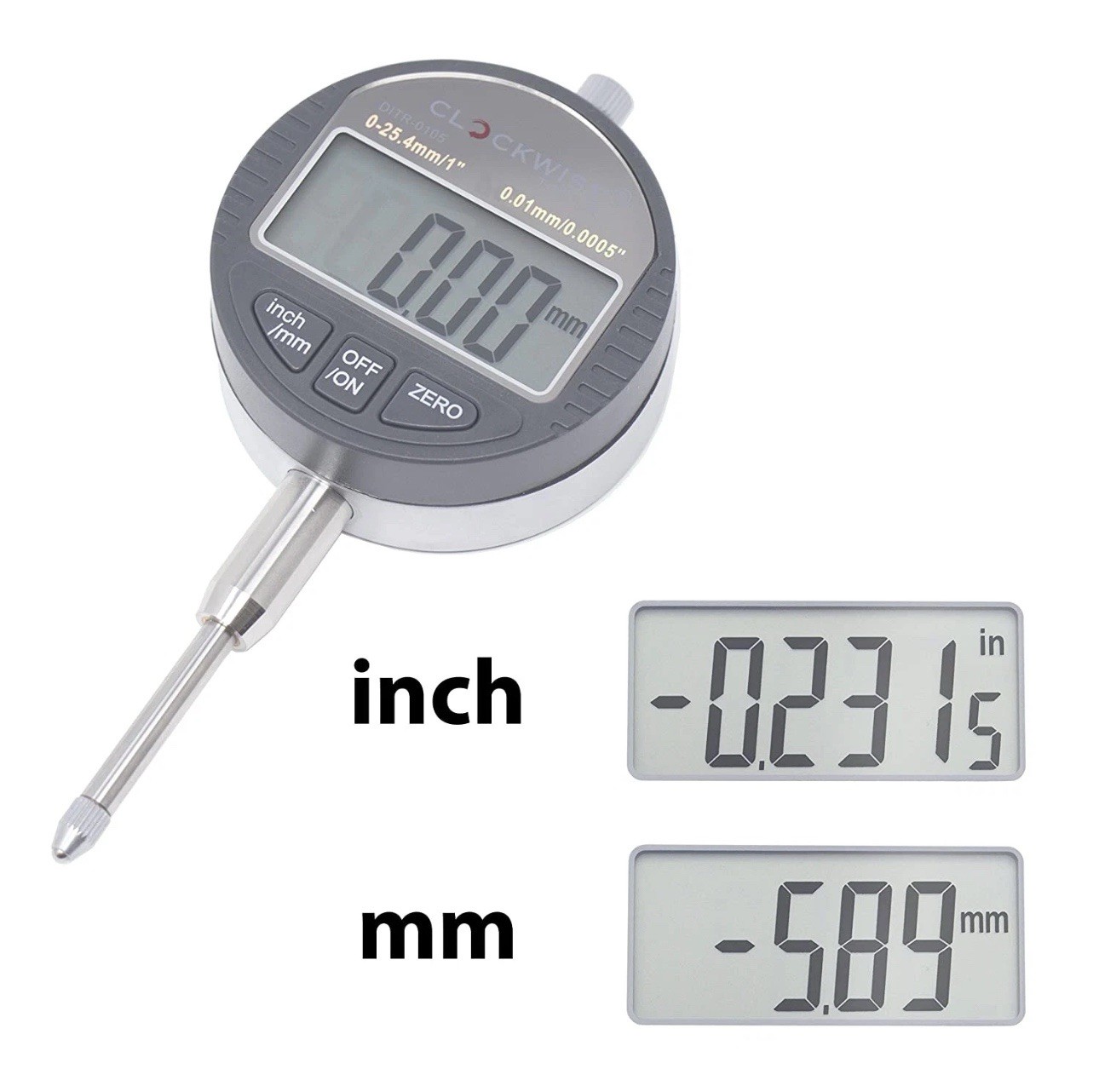 Clockwise Tools DIGR-0055 Digital Indicator 0-0.5″/12.7mm