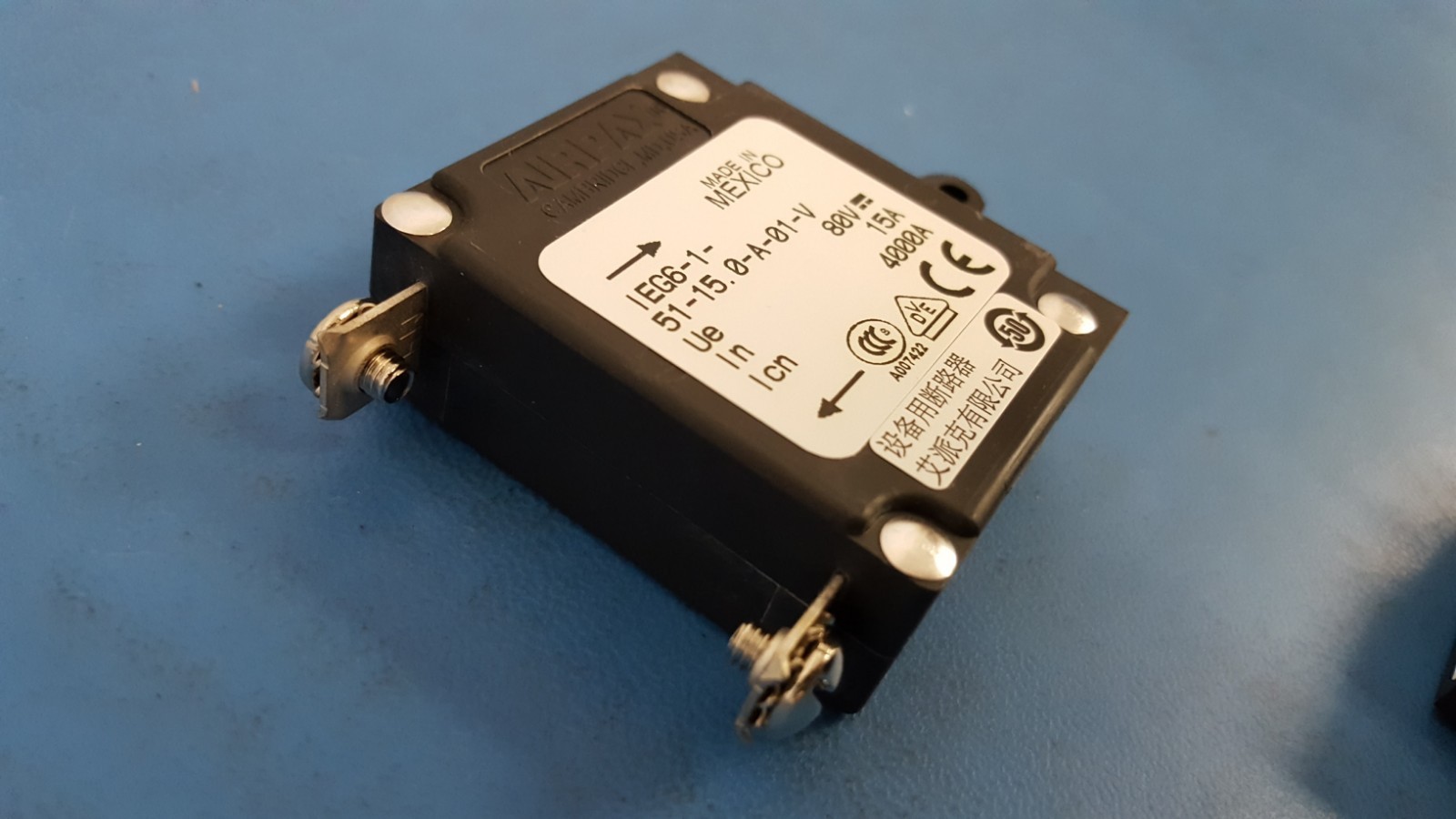 CIRCUIT BREAKER, 1 POLE 80VDC, 15A, AIRPAX IEG6-1-51-15.0-A-01-V