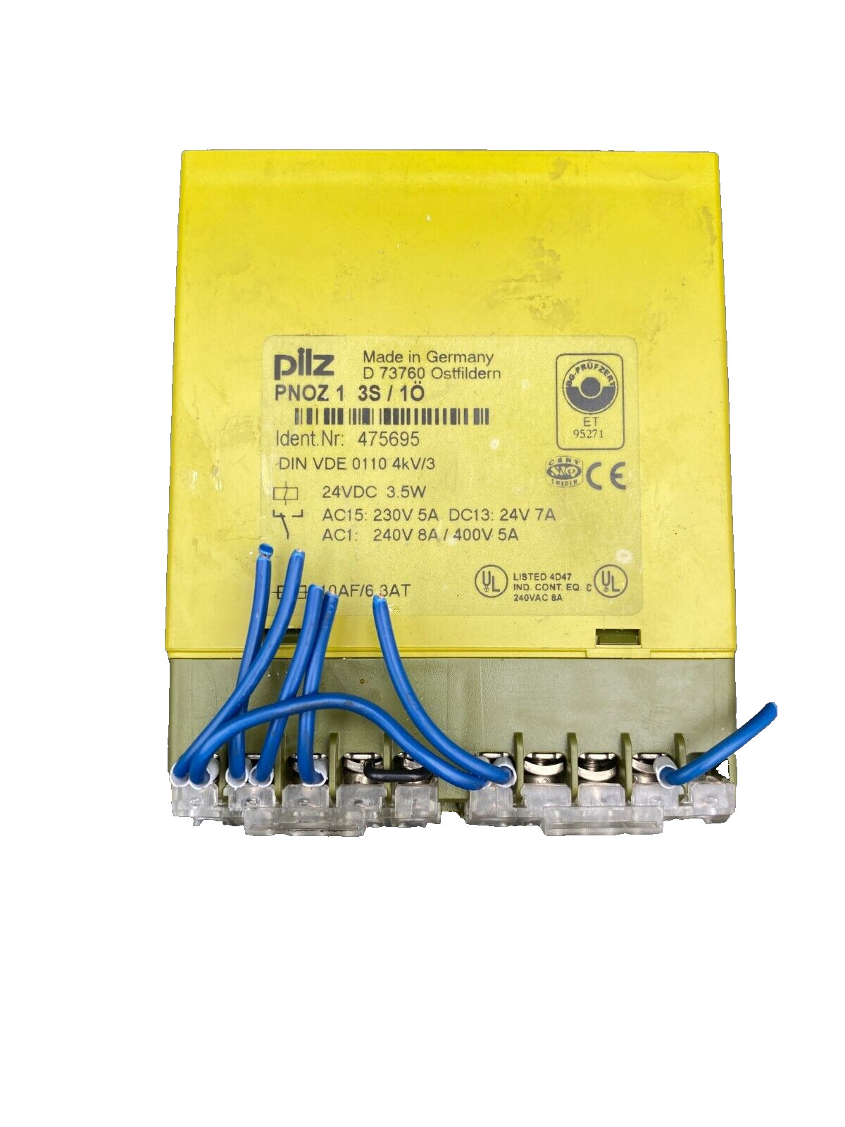 PILZ PNOZ 1 3S/1O 475695 SAFETY RELAY