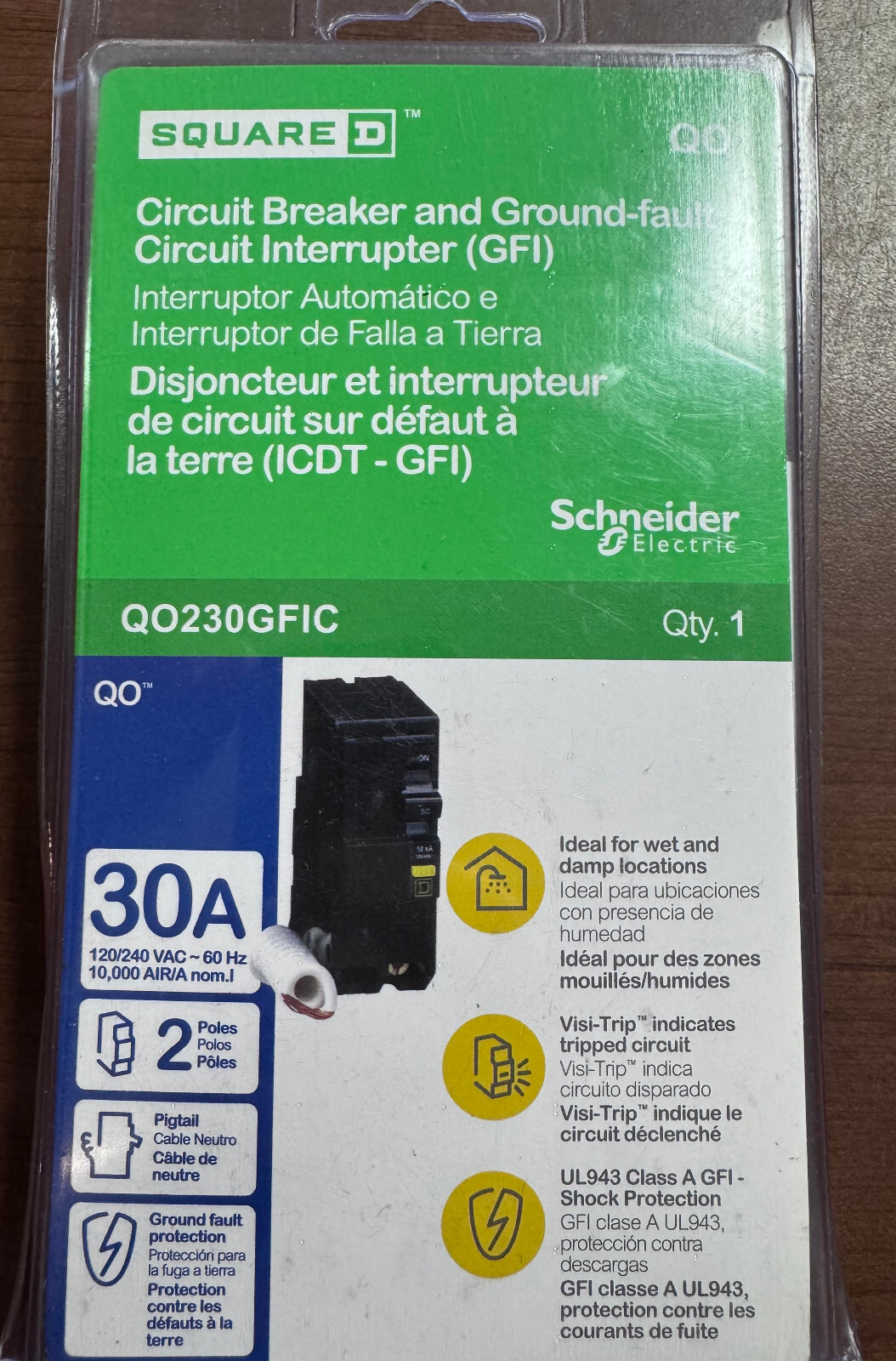 Square D QO230GFIC 30A Two Pole Circuit Breaker 2-Pole – NEW AND SEALED