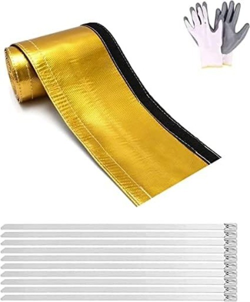 Gold Foil Sleeving Heat Shield Fuel line Wire Heat Color: GoldSize: 3/4IDX10FT