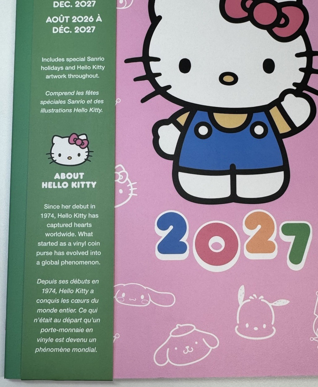 2026 – 2027 Sanrio HELLO KITTY 17 Months Monthly Planner Pink Green Size MEDIUM
